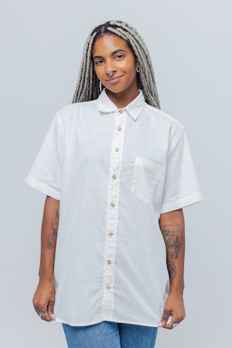 Jeans Cropped Camisa Jeans Com Perola CAMISA MANGA LONGA PEROLA