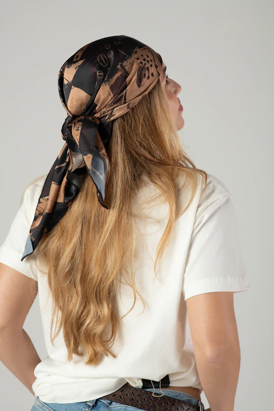 Lenço de Seda Gloss Estampado Aromas do Café