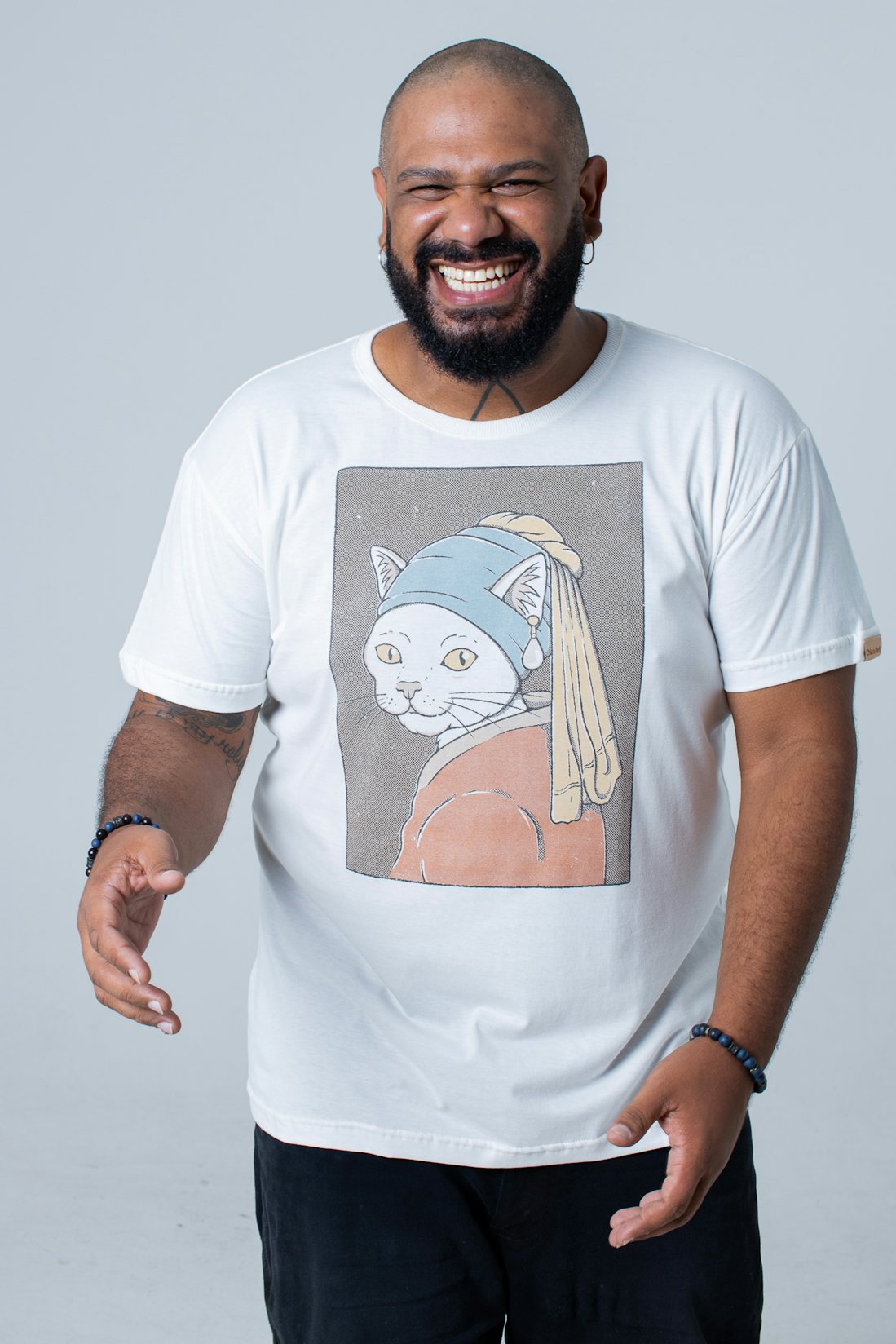 Camiseta Cat With a Pearl Earring - Camiseta de Gato - Chico Rei
