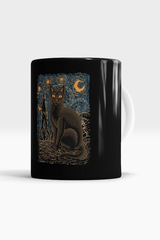 Caneca Noite Estrelada Gato