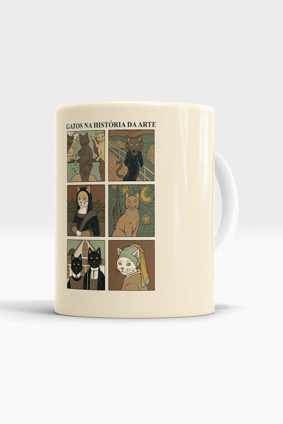 Caneca Gatos na História da Arte